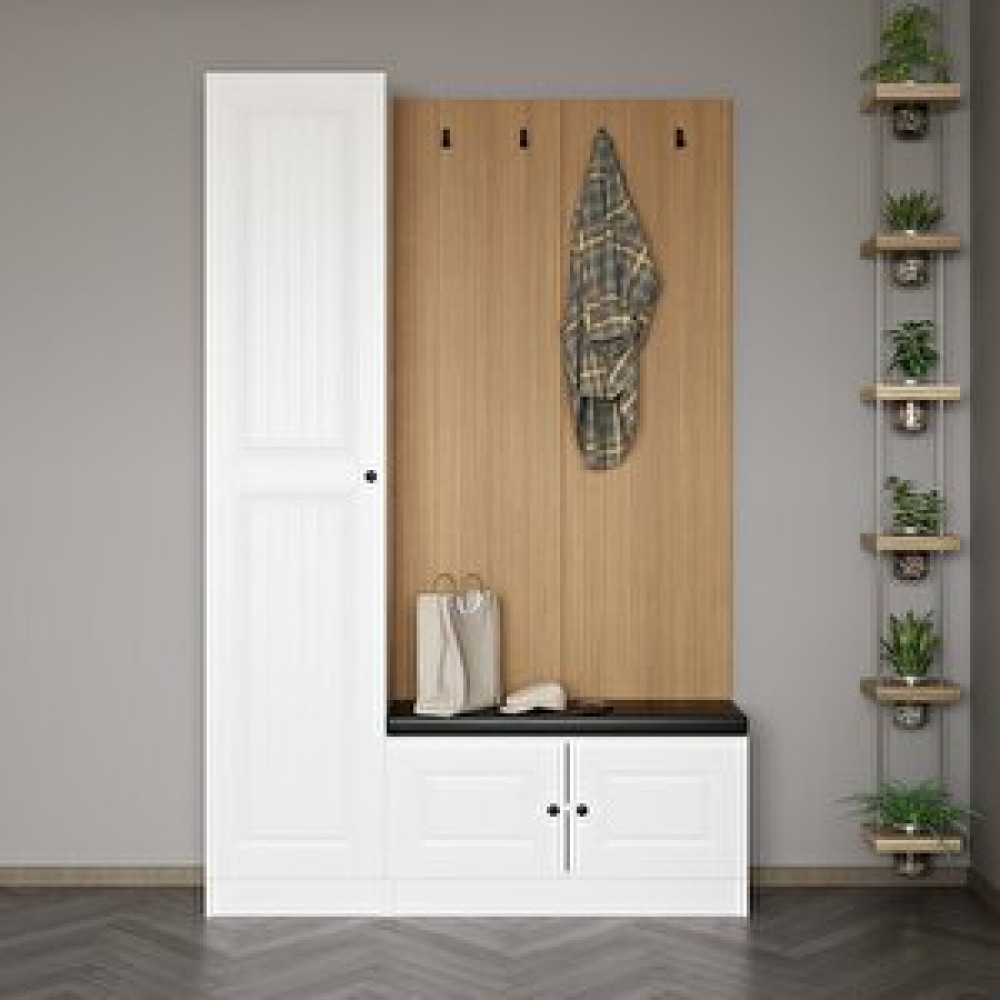 Minar Mobilya Minar Kale Dekor Panel 1 Kapaklı 1b Raf Portmanto + Ayakkabılık Minderli Beyaz Mebran İlkbahar Beyaz Portmanto Fiyatı