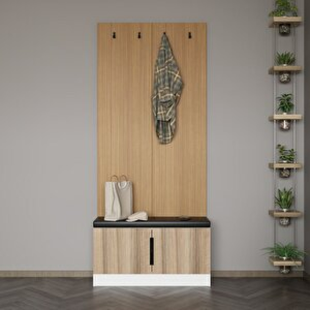 Minar Mobilya Minar Kale Dekor Panel Ayakkabılık Minderli Beyaz Dore Plus Portmanto Fiyatı