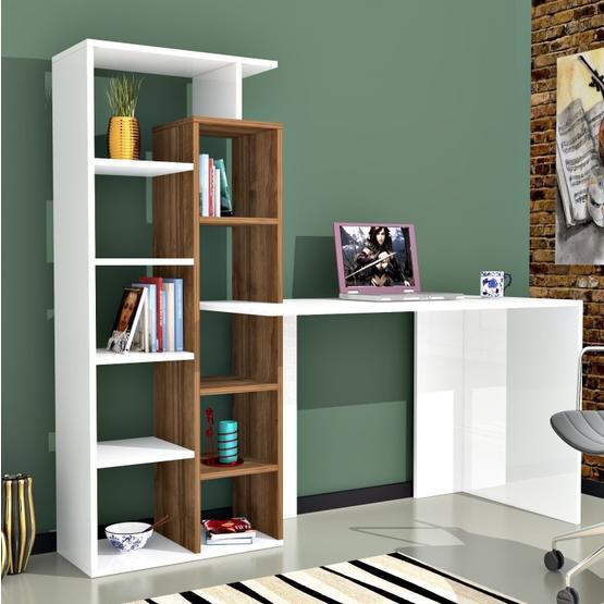 Minar Poly Ceviz Beyaz Çalışma Masası