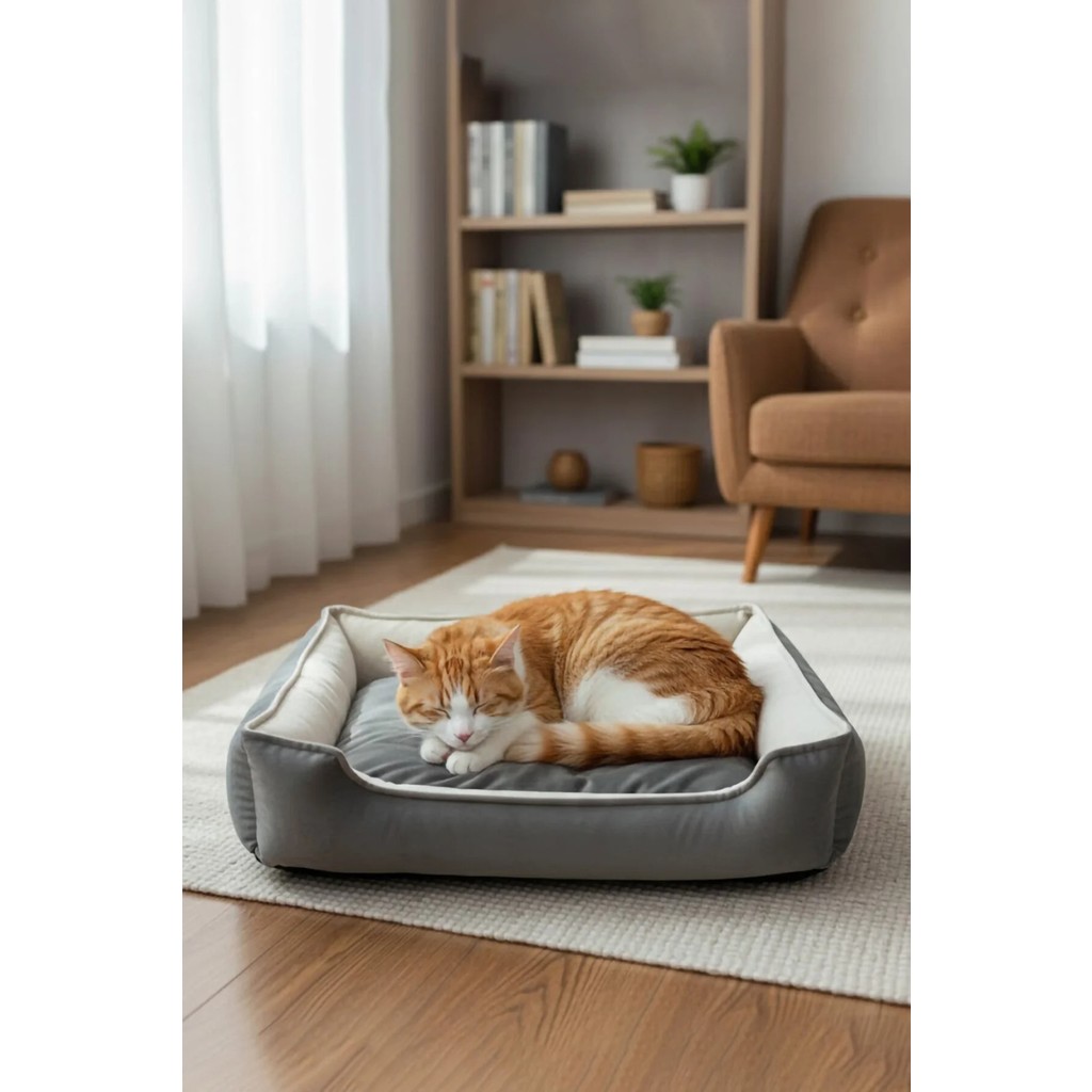 MİNDERX Premium Kedi Köpek Yatağı – Yıkanabilir, Kaymaz Tabanlı, Koltuk Kumaşı, Çıkarılabilir Minderli - Antrasit - 50 x 65 cm Koltuk Fiyatı