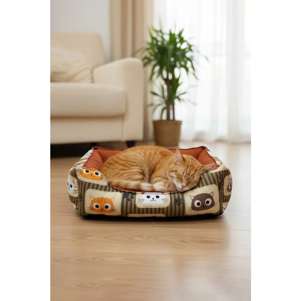 MİNDERX Premium Kedi Köpek Yatağı – Yıkanabilir, Kaymaz Tabanlı, Koltuk Kumaşı, Çıkarılabilir Minderli - Çok Renkli - 50 x 65 cm Koltuk Fiyatı