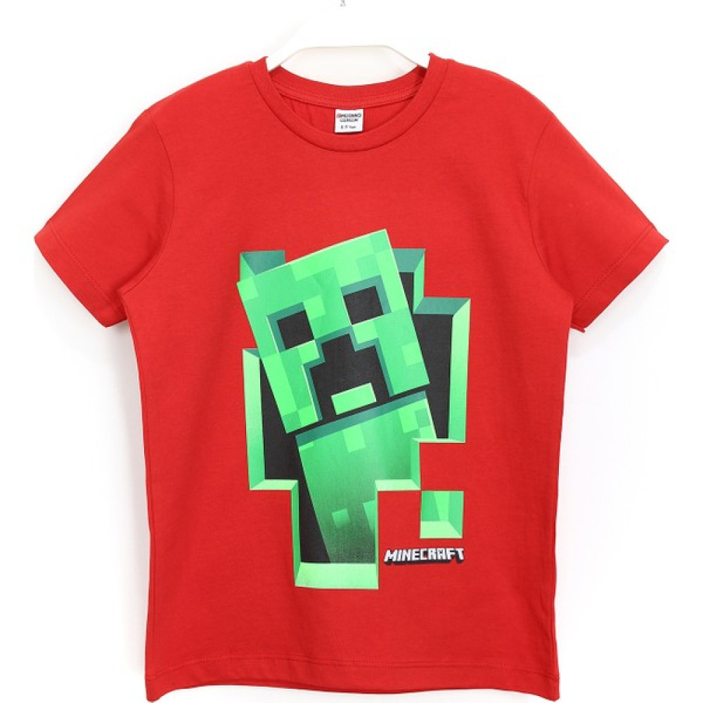 Minecraft 3D Creeper Baskılı Çocuk Tişört 5 - 14 Yaş Kırmızı Erkek Çocuk T-shirt Fiyatı