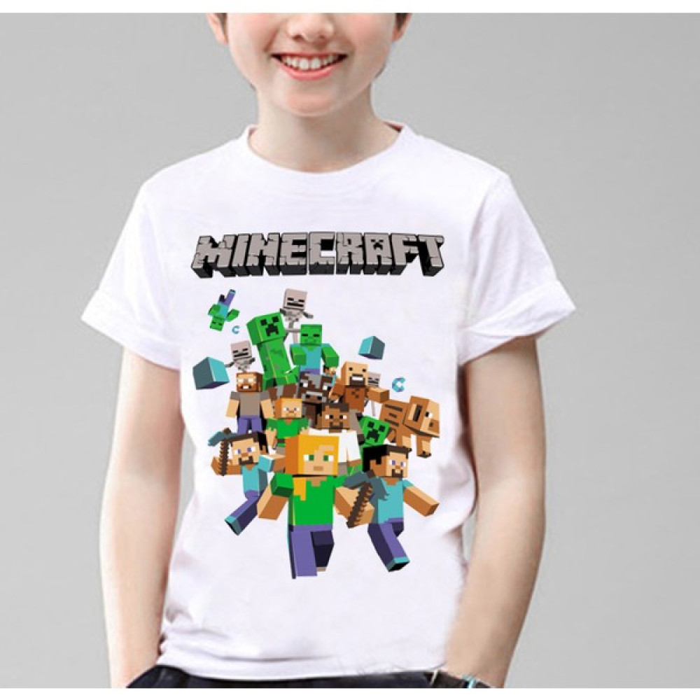 Minecraft Çocuk T-Shirt Beyaz Unisex Erkek Çocuk T-shirt Fiyatı