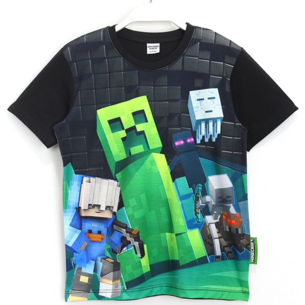 Minecraft Creeper 3D Baskılı Erkek Çocuk Kısa Kollu T-Shirt 5 - 13 Yaş Siyah Erkek Çocuk T-shirt Fiyatı