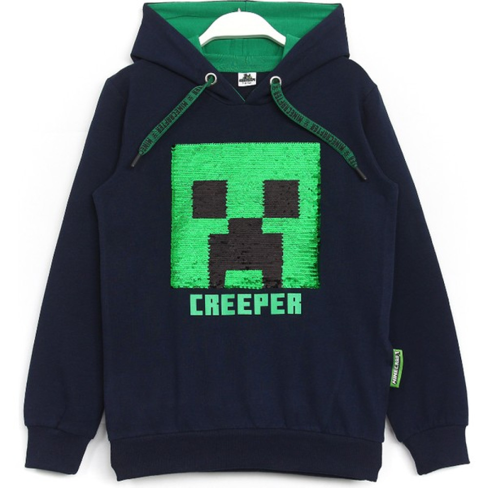 Minecraft Creeper Baskılı Renk Değiştiren Pul Payetli Çocuk Kapşonlu Sweatshirt Erkek Çocuk Sweatshirt Fiyatı