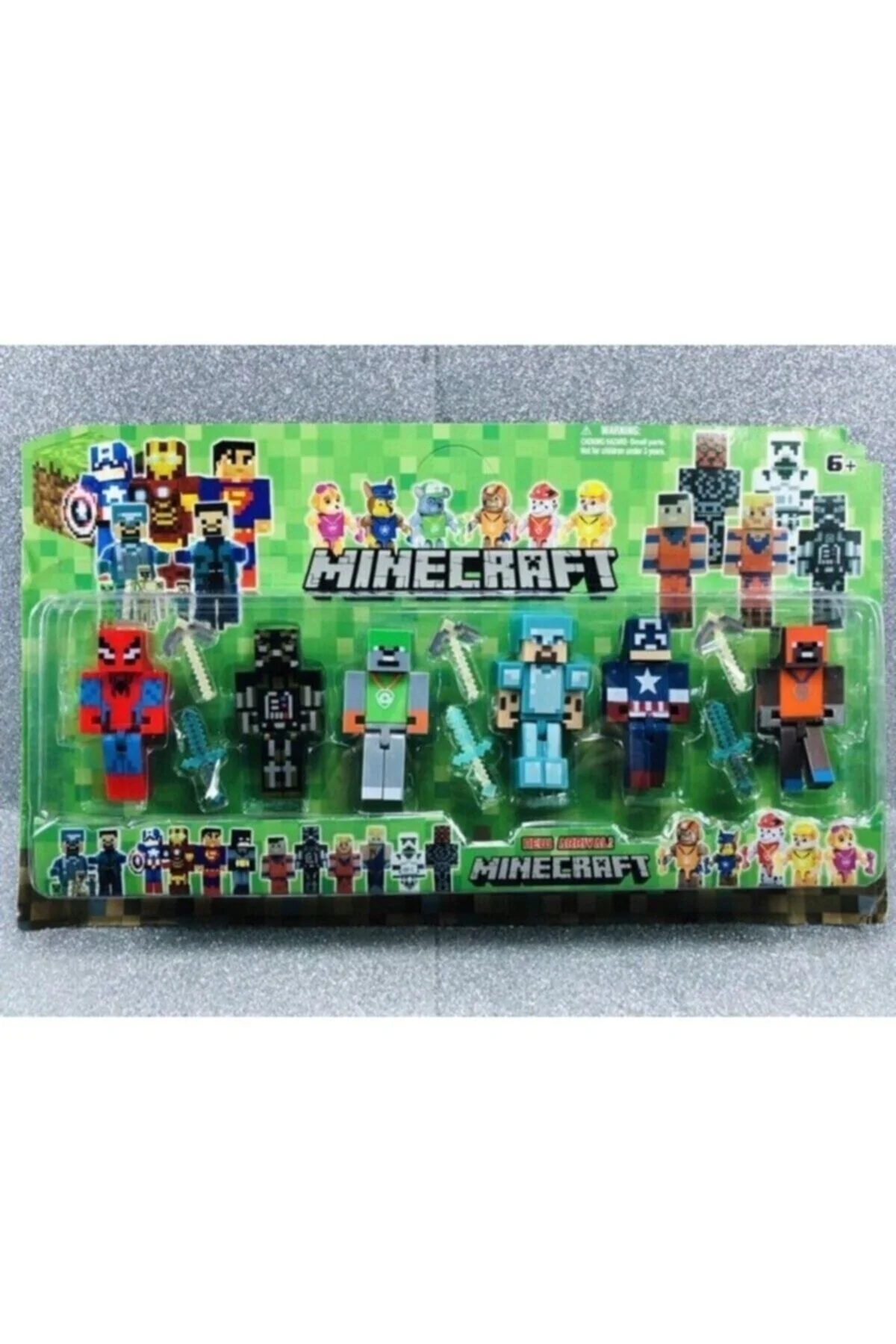 MINECRAFT Spiderman Kaptan Amerika Paw Patrol 12 Parça Oyuncak" Aksiyon Figürleri Fiyatı