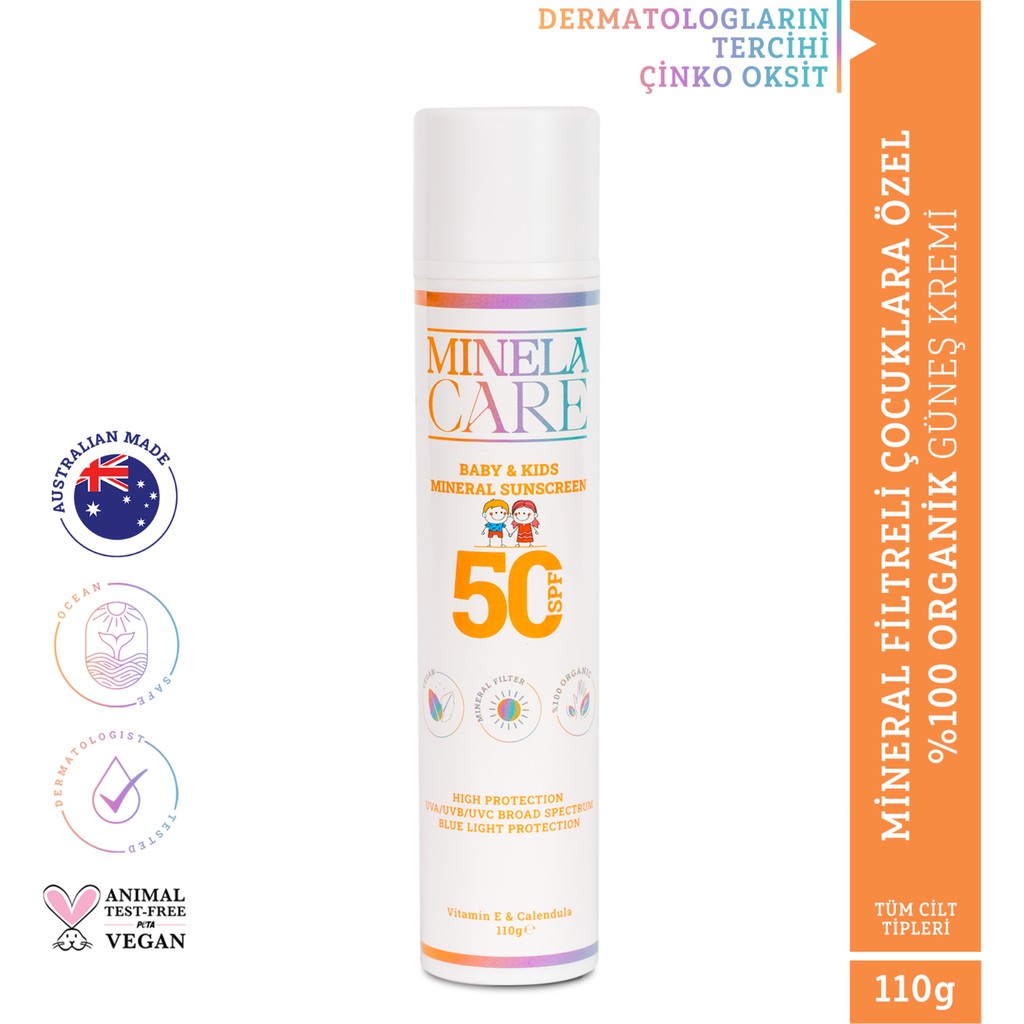 Minela Care 100% Organik Mineral Filtreli Bebek ve Çocuk Güneş Kremi Spf 50 110 gr PA++++ Diğer Fiyatı