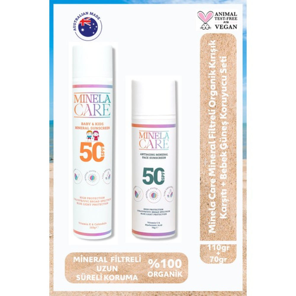 Minela Care Mineral Filtreli Organik Kırışık Karşıtı + Bebek Güneş koruyucu Seti PA++++ Güneş Kremleri ve Losyonları Fiyatı