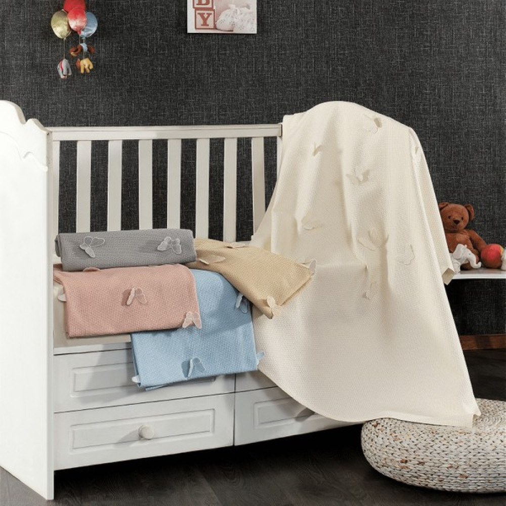 Minelya Home . Pamuk 3D Kelebek Desenli Bebek Pike Örtüsü - Krem - 0 - 3 Yaş Oto Boyaları Fiyatı