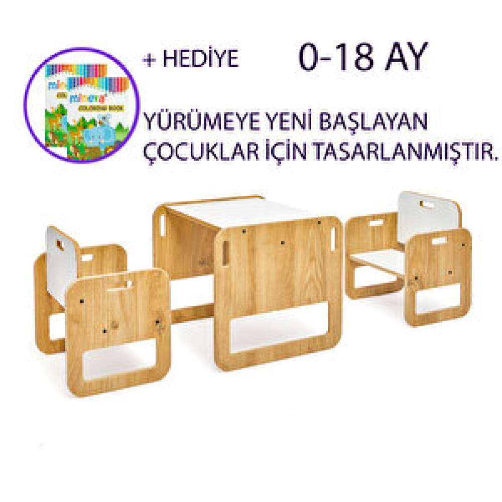 Minera 0-18 Ay Serçe Ahşap Montessori Çocuk Oyun, Çalışma Ve Aktivite Masası Ve Sandalyesi Seti Bebek Odası Mobilya Fiyatı