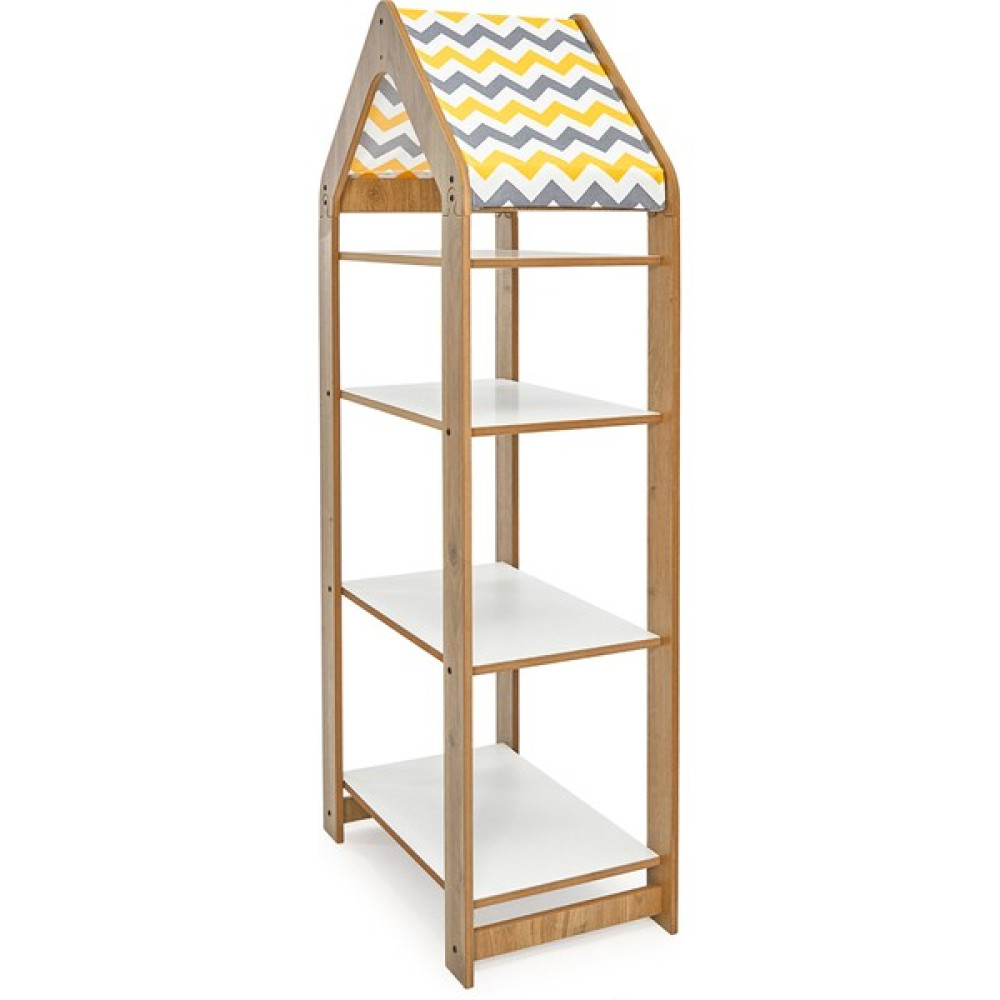 Minera Bebek/Çocuk Odası Ahşap Çok Amaçlı Raf, Oyuncak Toplama, Kitaplık - 4 Raflı - Naturel Ahşap - Sarı Kitaplık Fiyatı