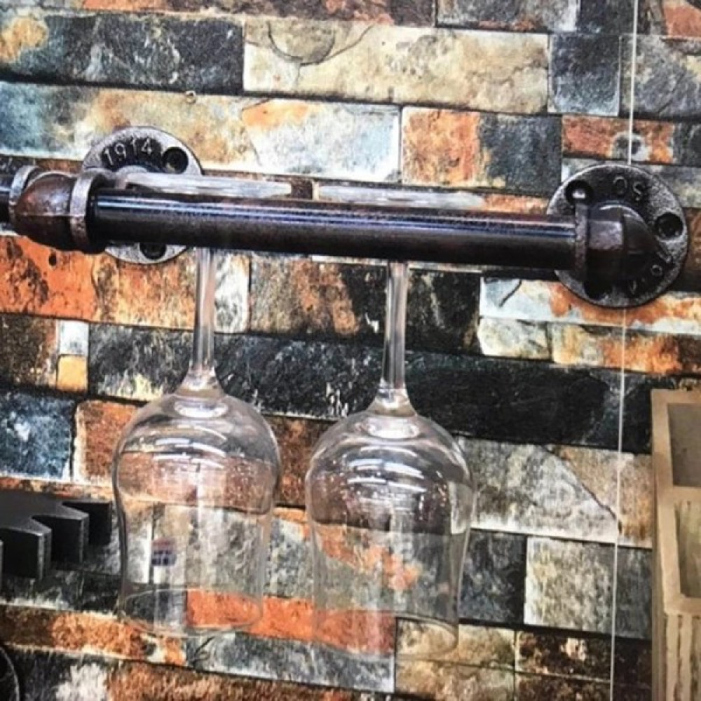 Mingjin Shop2 Endüstriyel Stil Siyah Havlu Çubuğu Kadeh Takımı Cam Raf Tutucu Ray Dolap Altında Duvar Raf Askı Gözlük Tutucu Askı (Yurt Dışından) Dispenser Fiyatı