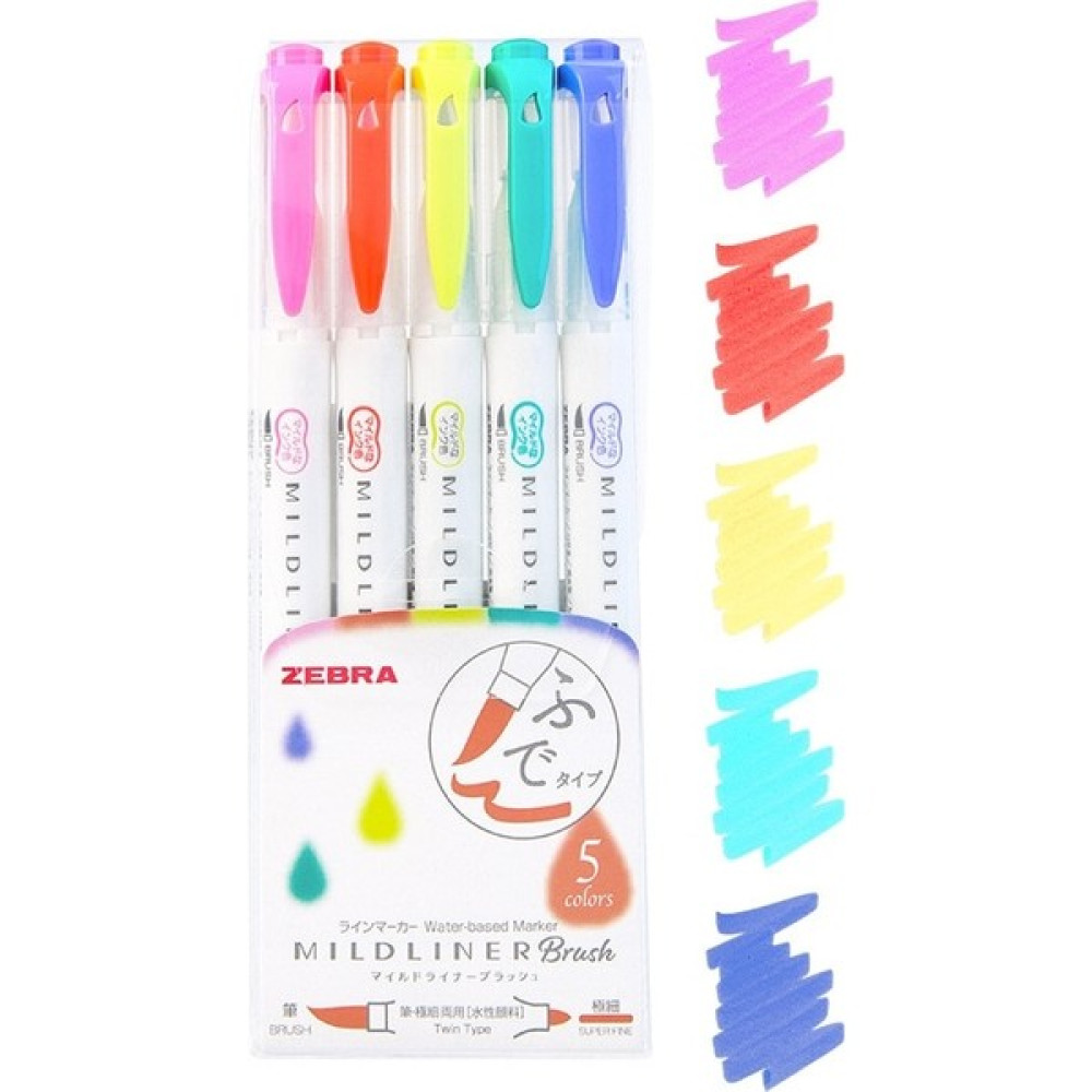 Mingjinshop3 B Tarzı Yeni 25COLORS Zebra Mildliner Fırça Kalem Seti Wft8 Çift Taraflı Su Bazlı Fosforlu Marker Kalem Okul Sanat Malzemeleri Kırtasi... Fosforlu Kalem Fiyatı