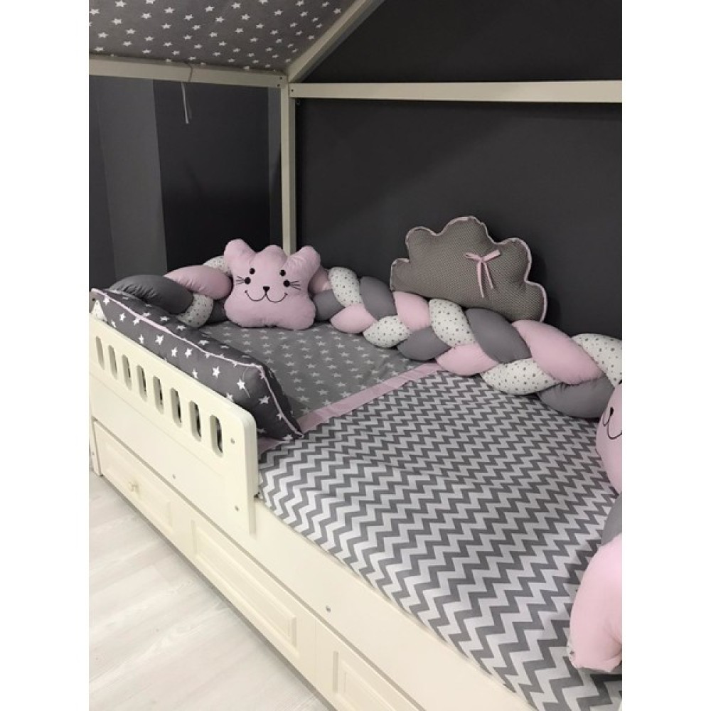 Mini Baby 3'lü Örgülü Pembe Montessori Bebek Çocuk Uyku Seti - 100 x 200 cm Bebek Uyku Seti Fiyatı