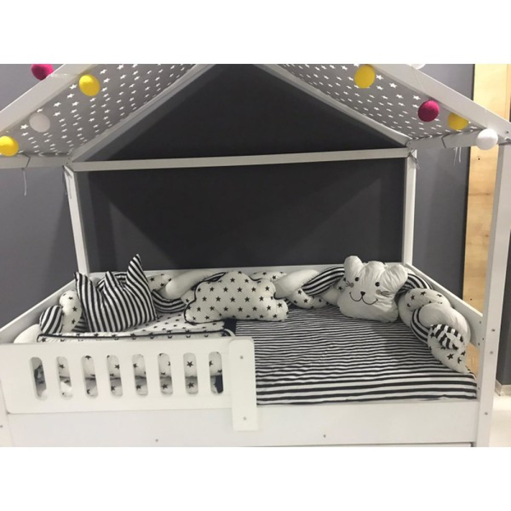 Mini Baby 3'lü Örgülü Siyah-Beyaz Montessori Bebek Çocuk Uyku Seti - 100 x 200 cm - Beyaz Bebek Uyku Seti Fiyatı