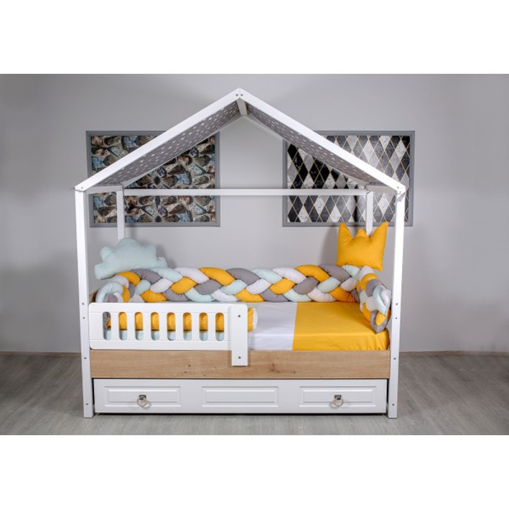 Mini Baby 4'lü Örgülü Pastel Sarı Montessori Bebek-Çocuk Uyku Seti - 90 x 190 cm Bebek Uyku Seti Fiyatı