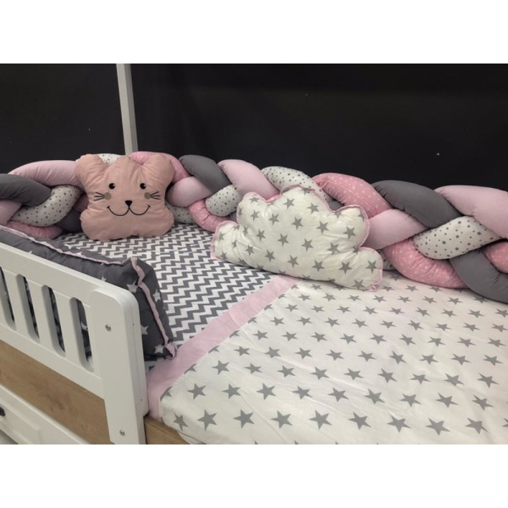 Mini Baby 4'lü Örgülü Pembe Montessori Bebek-Çocuk Uyku Seti - 100 x 200 cm Bebek Uyku Seti Fiyatı