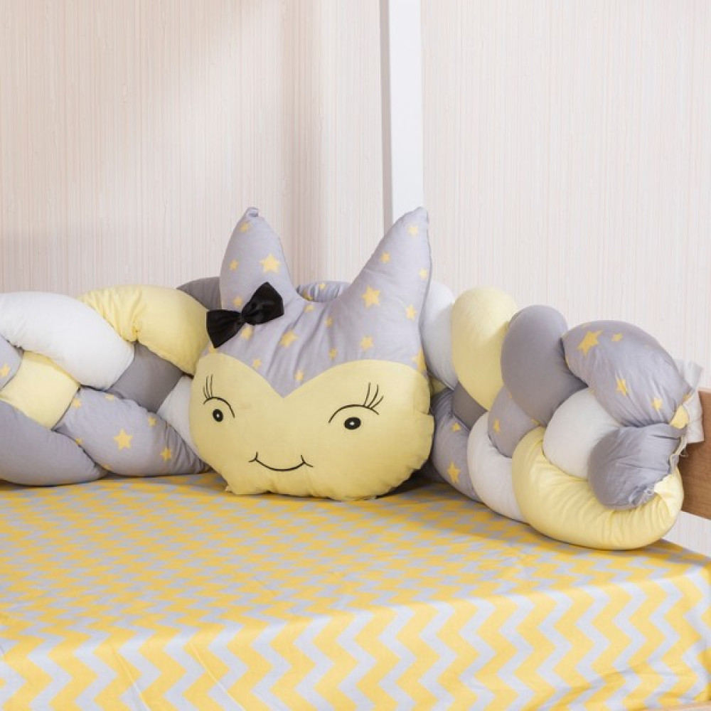 Mini Baby 4'lü Örgülü Sarı Montessori Bebek-Çocuk Uyku Seti - 100 x 200 cm Bebek Uyku Seti Fiyatı