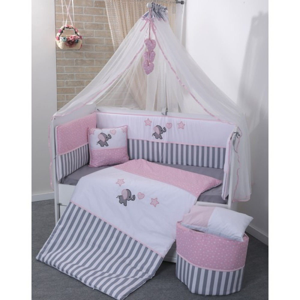 Mini Baby Acqua Pembe Bebek Uyku Seti + Cibinlik ve Aparatı - 70 x 130 cm Bebek Uyku Seti Fiyatı
