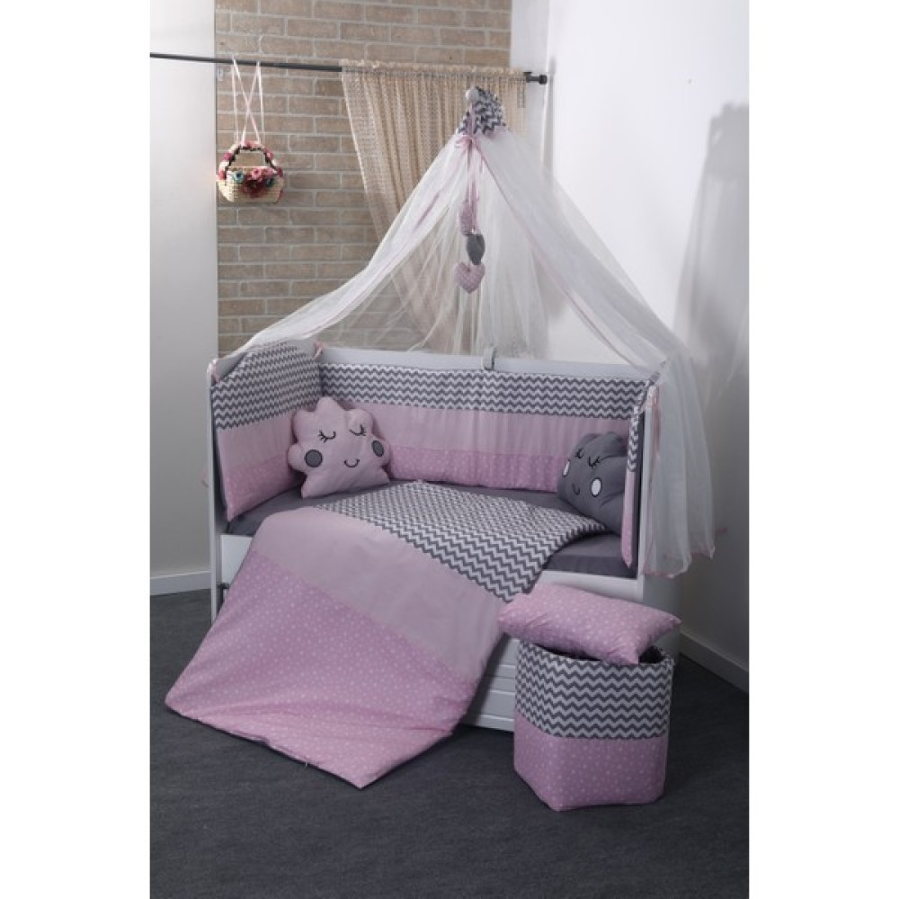 Mini Baby Figürlü Pembe Beşik Bebek Nevresim Seti - 70 x 130 cm Bebek Nevresim Takımı Fiyatı