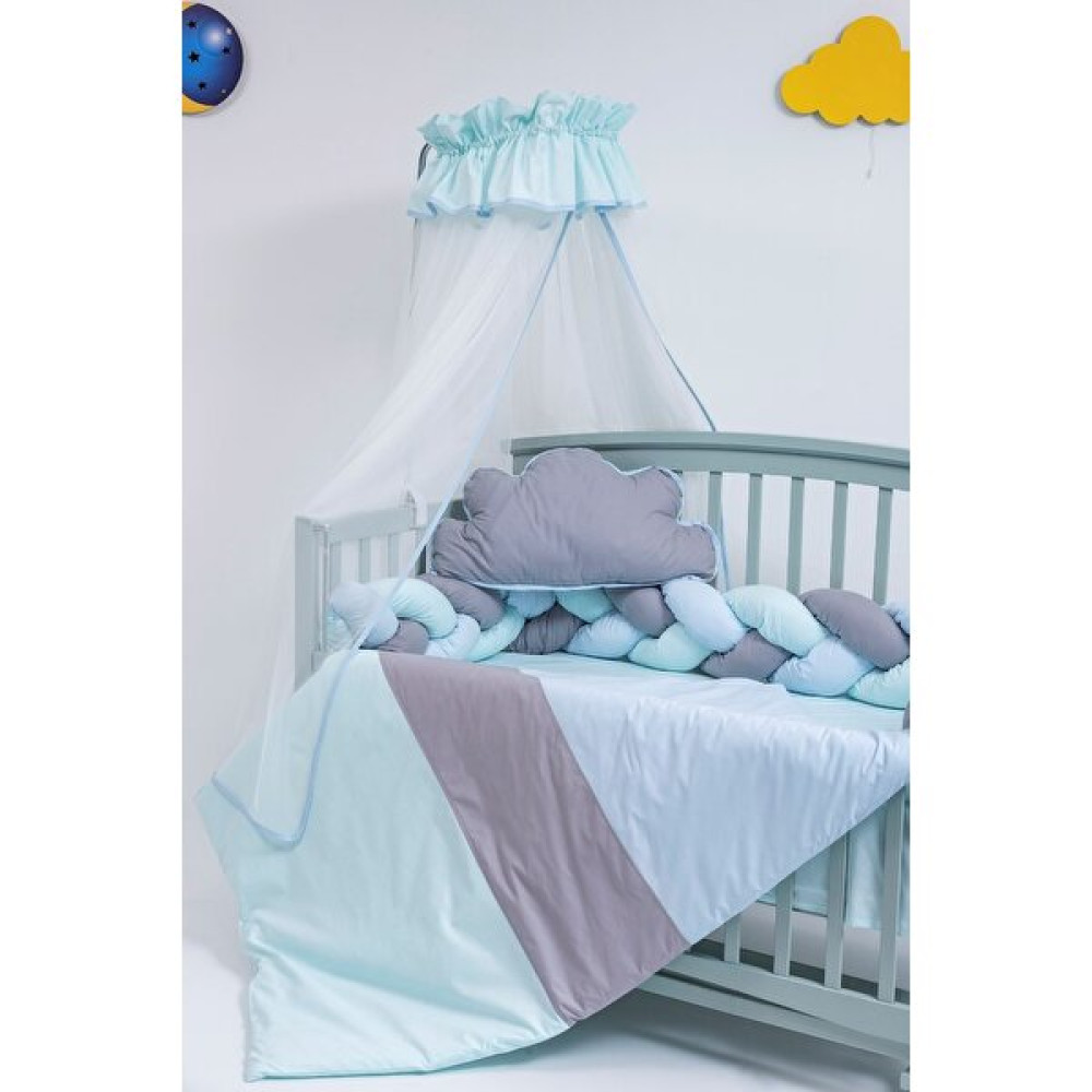 Mini Baby Star Cibinlikli 3'lü Örgülü Uyku Seti 75X130 - 70 x 130 cm - Mavi Bebek Uyku Seti Fiyatı