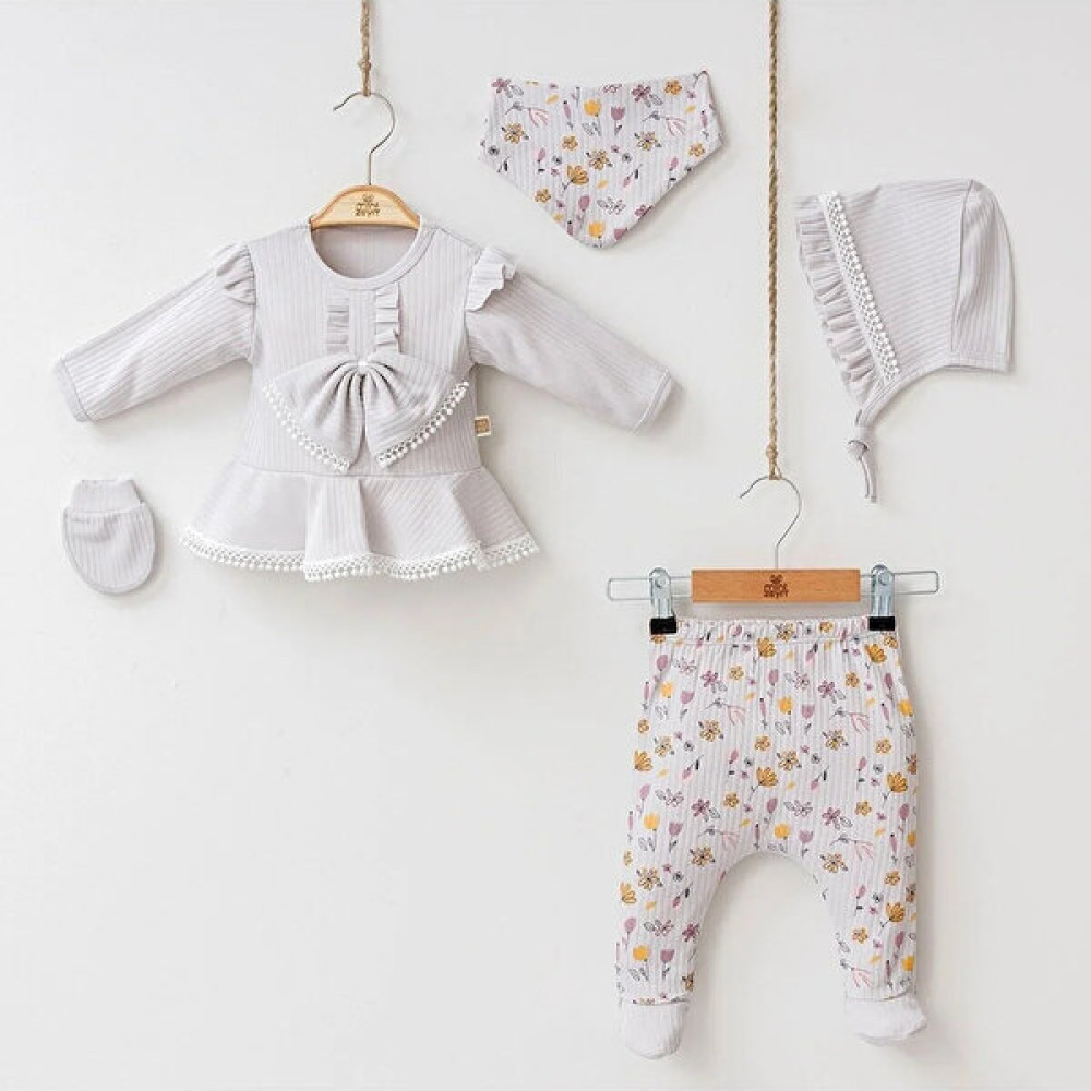 Mini Eyn Tekstil Bebek Volanlı Pıtırcık 5li Takım Bebek Giysi Takım Fiyatı