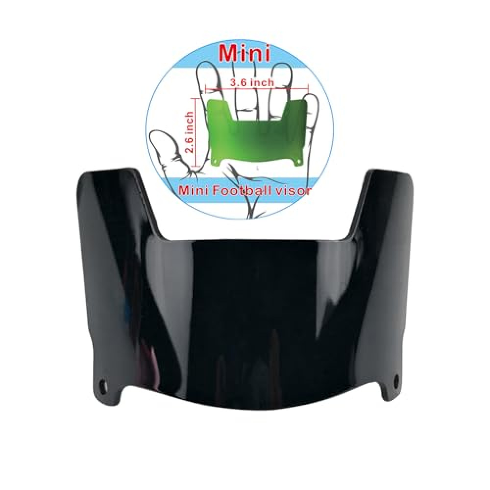 Mini Football Helmet Visor Clear with Clips Universal Fit for Collectors and Display (Black)