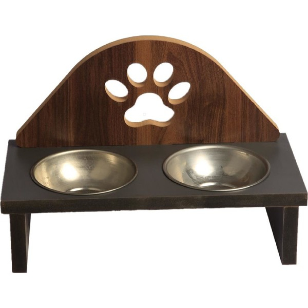 Mini Hediye Mama Kabı Pati Desenli Ahşap Çelik Kaseli Kedi Köpek Mama ve Su Kabı Evcil Hayvan Ürünleri Fiyatı