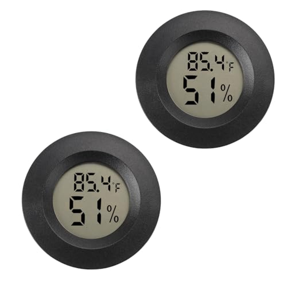 Mini Hygrometer Digital Thermometer Humidity Meter 2 Pack Hygrometer Thermometers Indoor/Outdoor Humidity Monitor Reptile Thermometer for Humidors Greenhouse Garden Cellar Fahrenheit(℉)/ Celsius(℃)