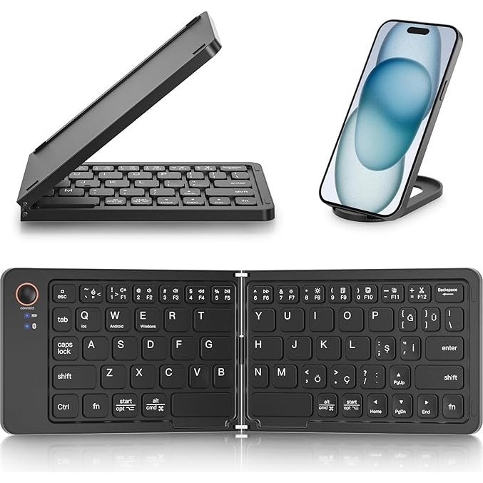 Mini Katlanabilir Bluetooth Klavye Taşınabilir ve Telefon Standı iPhone ile Uyumlu iPad ile Uyumlu Mac ile Uyumlu Android Windows ile Uyumlu Ultra ... Klavye - Mouse Fiyatı