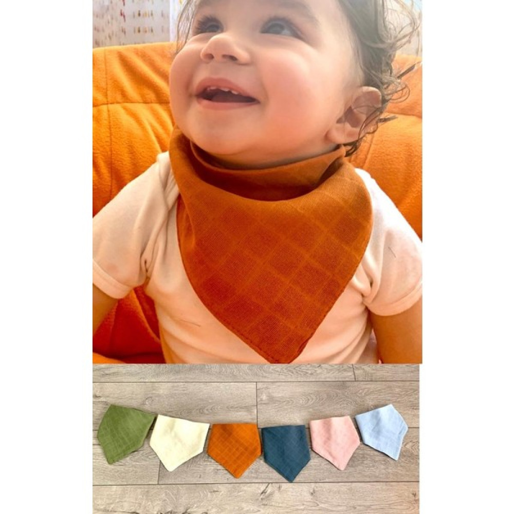 Mini Kiti 6 Adet %100 Organik Müslin Mama Önlüğü&bebek Fuları&bebek Salya Önlüğü(Ayarlanabilir Çift Çıtçıtlı - Renkli - 0 - 2 Yaş Mama Önlüğü Fiyatı