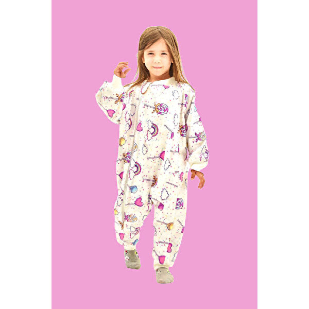 Mini Kiti Kışlık Uzun Kollu Çift Kat Organik Pazen %100 Pamuk Lolipop Çocuk Bebek Uyku Tulumu Kız Çocuk Tulum ve Salopet Fiyatı