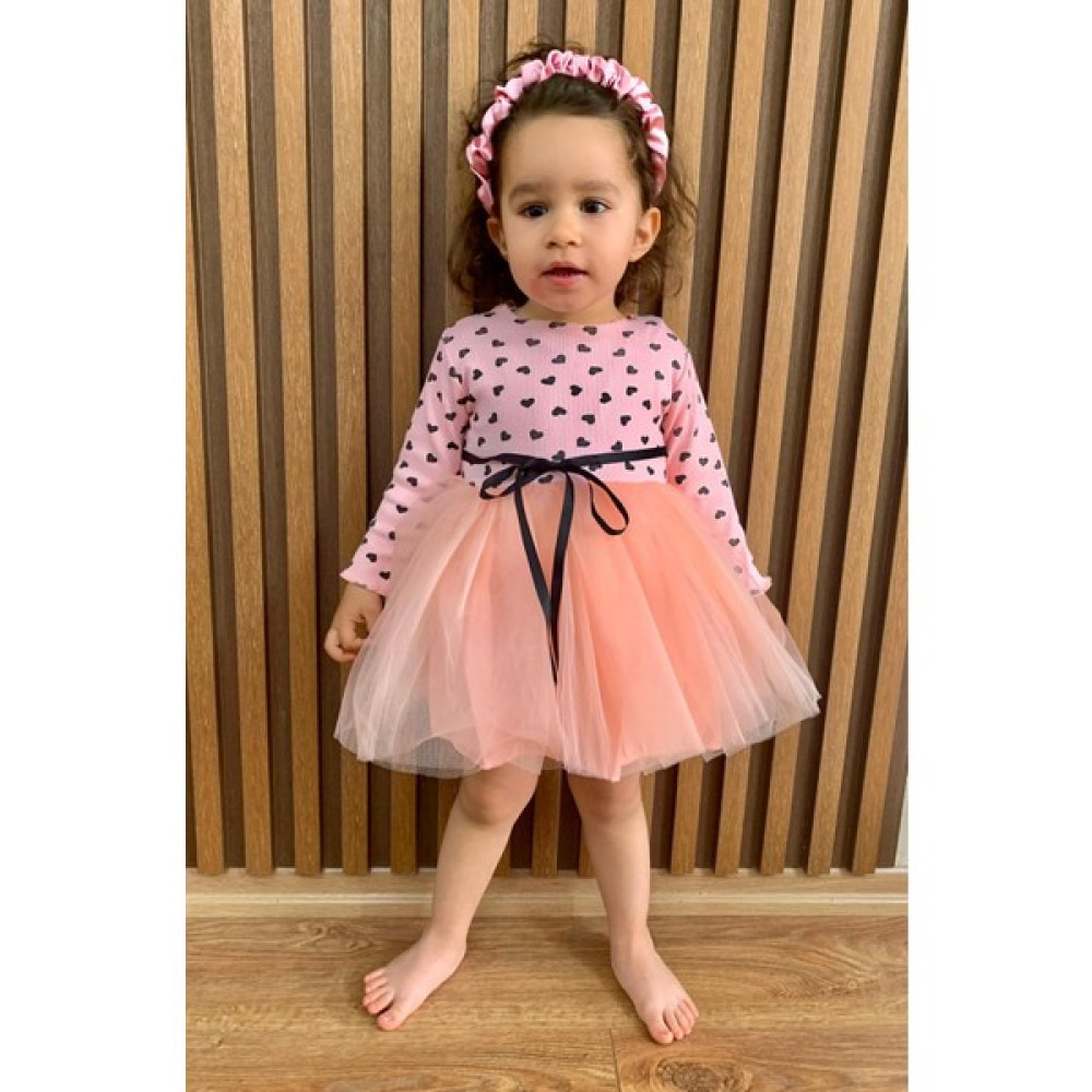 Mini Kiti Kız Bebek Çocuk Somon Kabarık Tütülü Kalpli Prenses Elbise Özel Gün Bayram Doğumgünü Elbisesi Kız Çocuk Elbise Fiyatı
