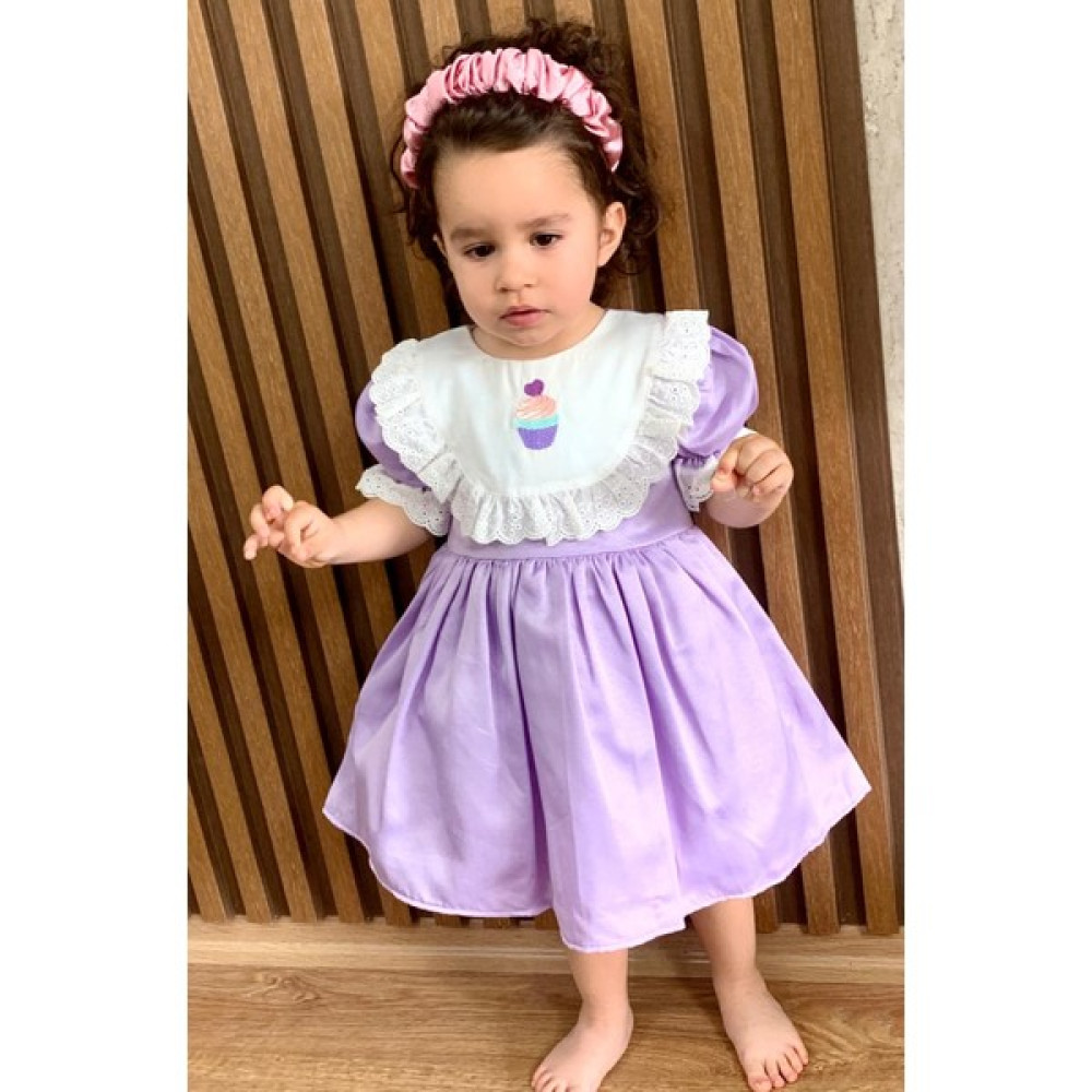 Mini Kiti Kız Çocuk Bebek Fistolu Çiçek Nakışlı Astarlı Vintage Şık Bayram Doğumgünü Özel Gün Lila Mor Elbise Kız Çocuk Elbise Fiyatı