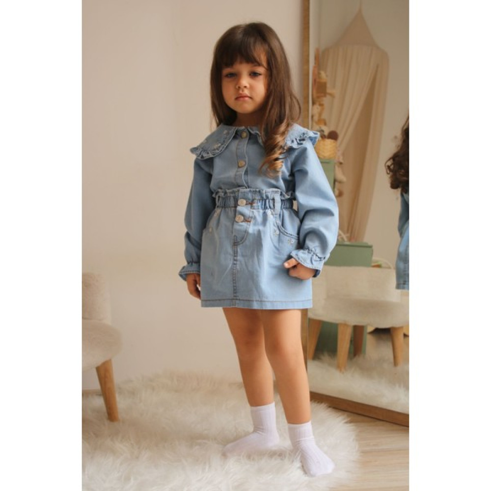 Mini Me Kids Gömlekli Etek Takım-Kot Kız Çocuk Giyim Takımı Fiyatı