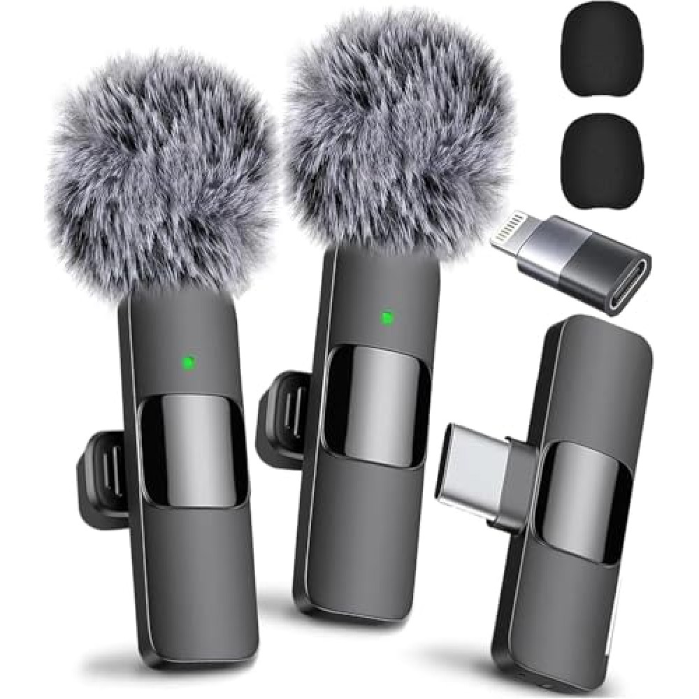 Mini Mic Pro (Newest Model), Wireless Microphone for iPhone, iPad, Android, Lavalier Microphone for Video Recording - 2 Pack iPhone Mic Crystal Clear Recording with USB-C for Podcast Microphone, ASMR
