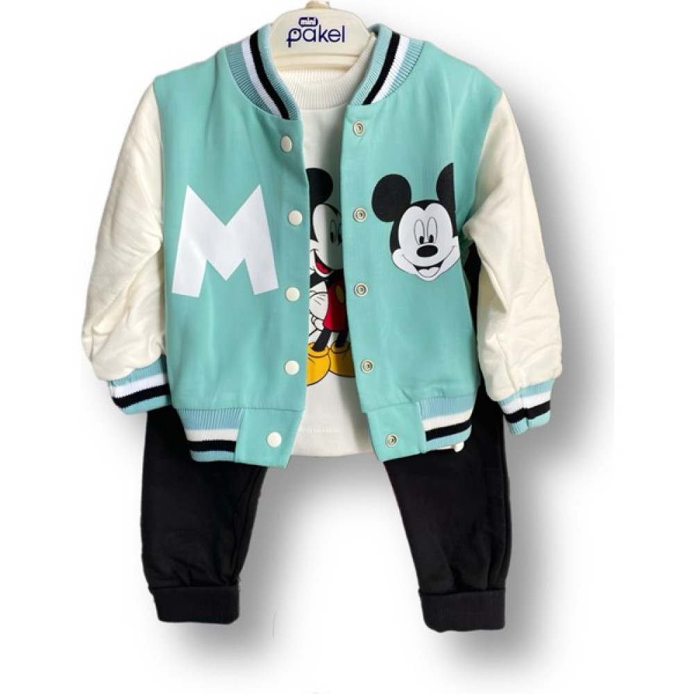 Mini Pakel Yeni Sezon Mickey Mouse Erkek Bebek 3'lü Takım Ceket Sweat Pantolon Bebek Giysi Takım Fiyatı