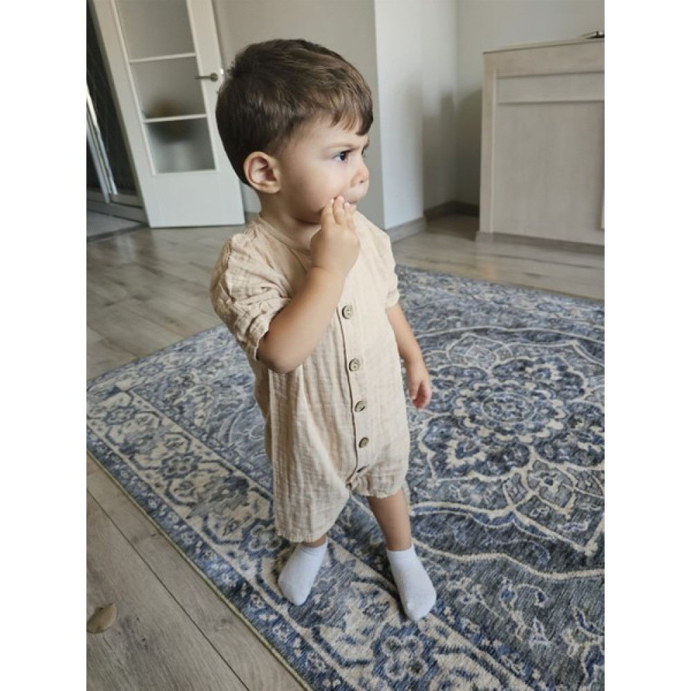 Mini Ropa Müslin Tulum Kısa Kollu Yazlık Tulum Camel Bebek Tulumu Fiyatı