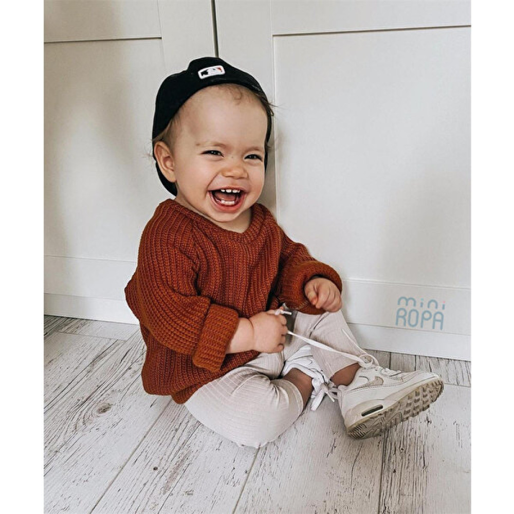 Mini Ropa Unisex Regular Bebek Çocuk Kazak Kiremit Bisiklet Yaka Oversize Triko Kazak Bebek Kazak Fiyatı