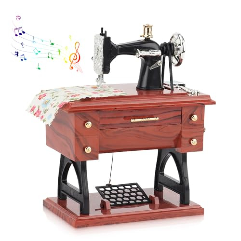 Mini Sewing Machine Music Box, Vintage Sewing Machine Music Box for Home Decor Birthday Gift, Desk Decoration (1PC)