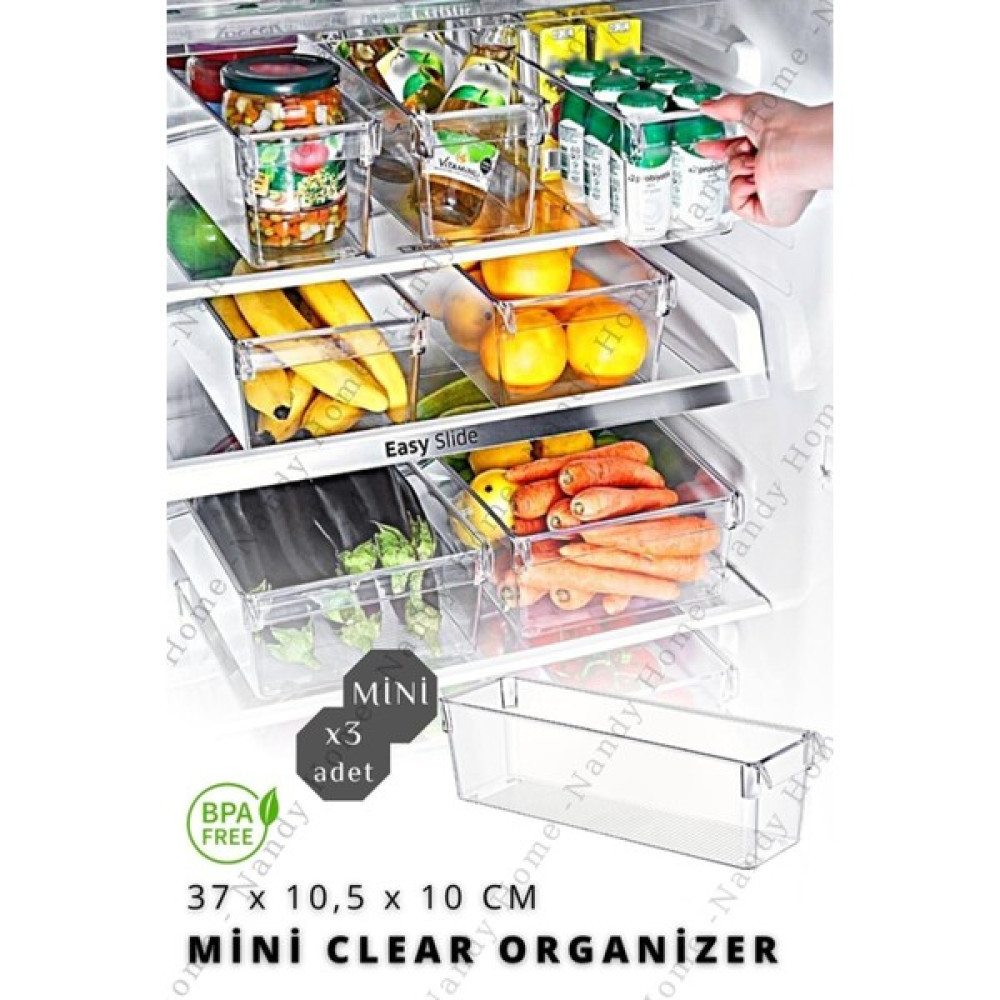 Mini Tall Clear Buzdolabı & Dolap Içi Düzenleyici Organizer 3 Adet Saklama Kapları Fiyatı