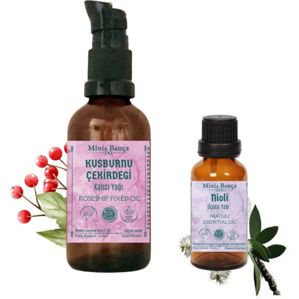 Minia Bahçe 50 ml Soğuk Sıkım Kuşburnu Çekirdeği Yağı, Nioli Uçucu Yağı, 10ML (Niaouli) %100 Saf Nemlendiriciler Fiyatı