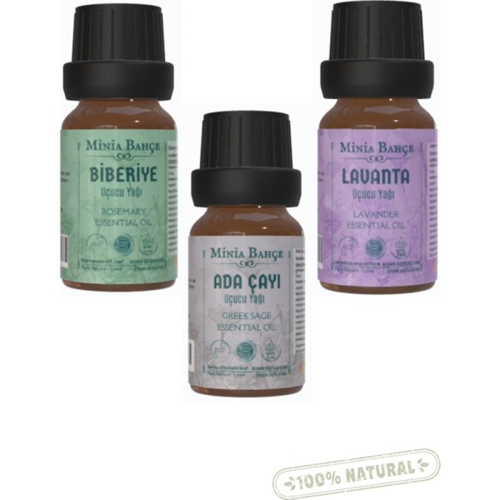 Minia Bahçe Ada Çayı Yağı 10 ml - Biberiye Yağı 10 ml - Lavanta Yağı 10 ml Bitkisel Yağlar Fiyatı