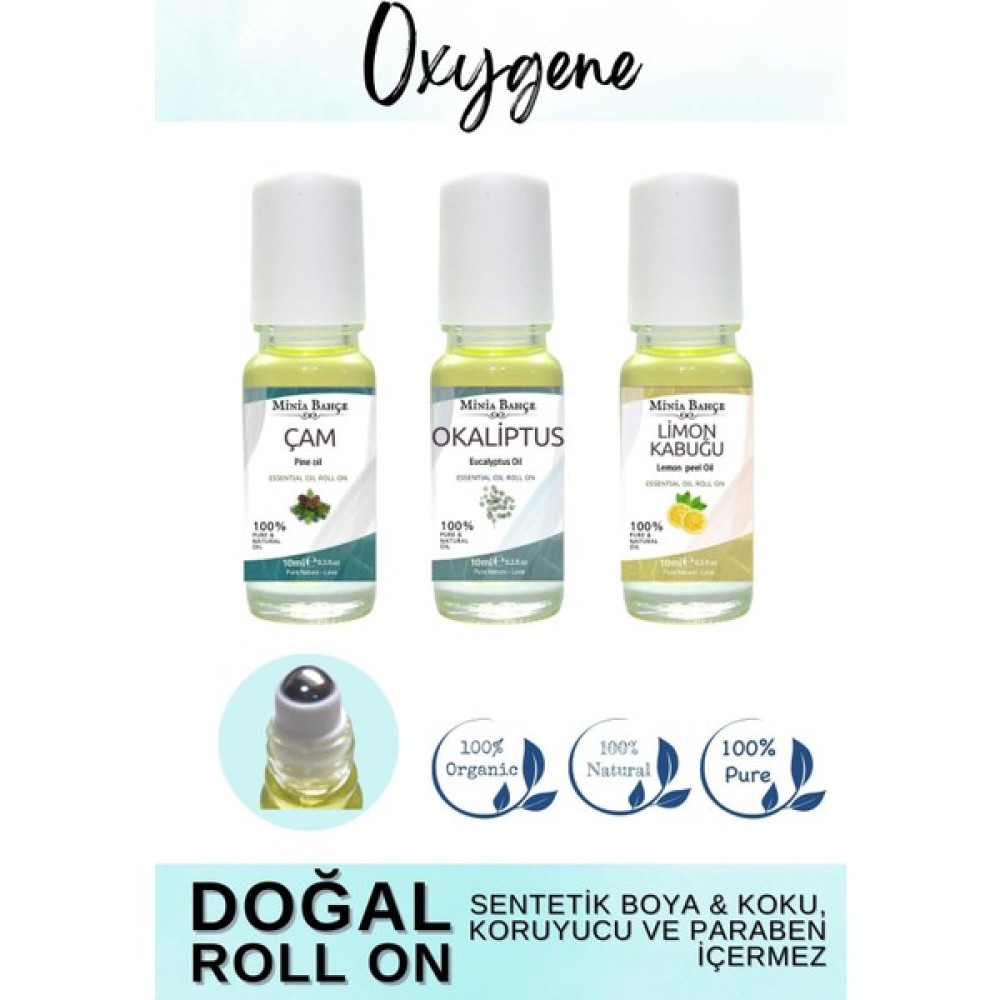 Minia Bahçe Doğal Roll On, Oksijen Seti, Çam Ağacı, Okaliptus ve Limon Kabuğu Uçucu Yağı, 10ML x 3 Nemlendiriciler Fiyatı