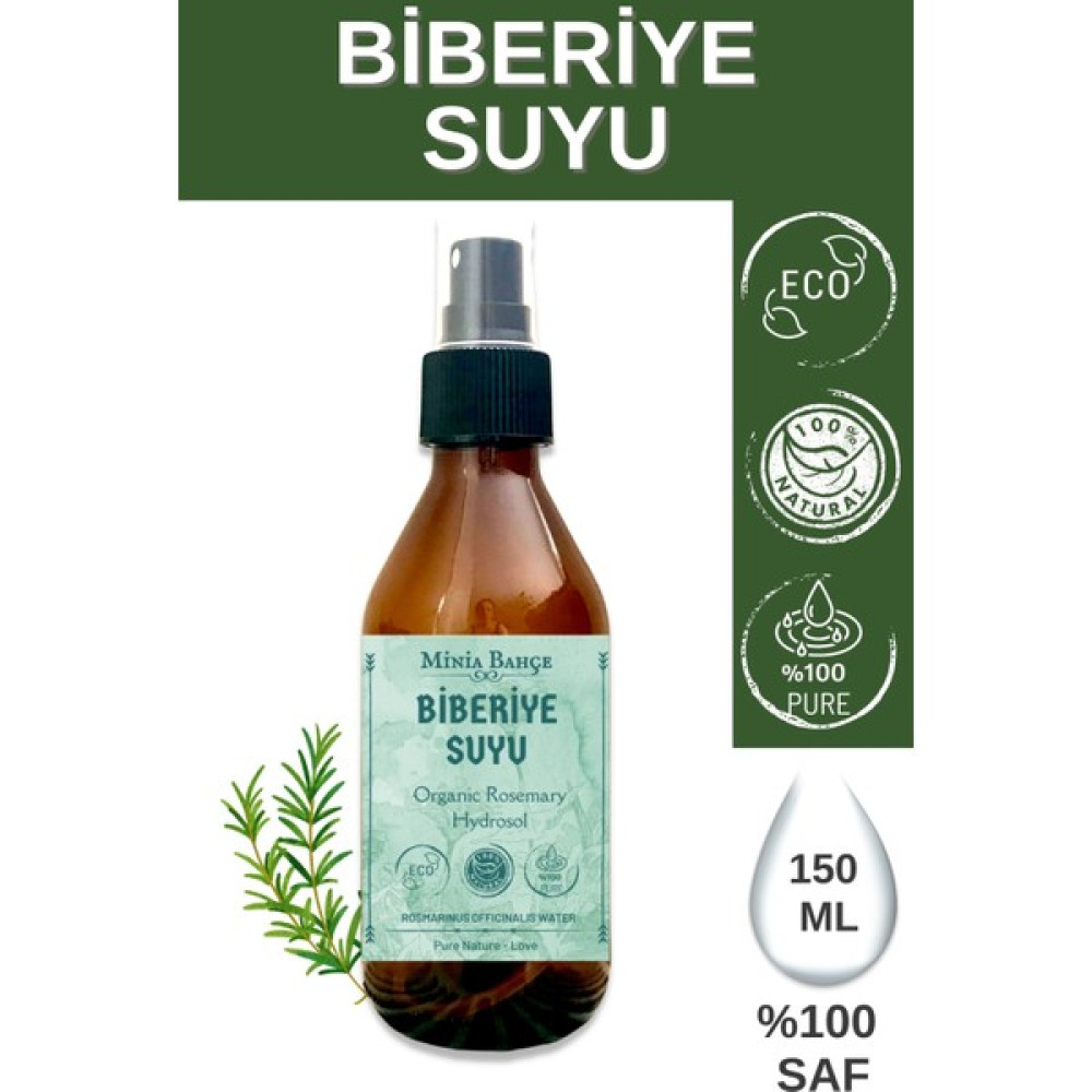 Minia Bahçe Organik Biberiye Suyu -Yağlı- %100 Doğal, 150ML Cilt Temizleme ve Peeling Fiyatı