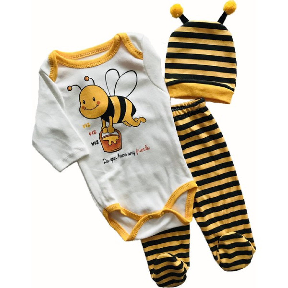 Minibird 3lü Şapkalı Bebek Takım Arılı Erkek Çocuk Giyim Takımı Fiyatı