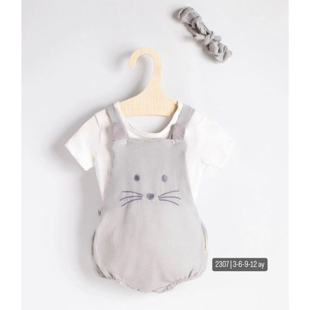 Minicorn Baby 2307 Kız Bebek Müslin Gri Romper Tulum Bebek Tulumu Fiyatı