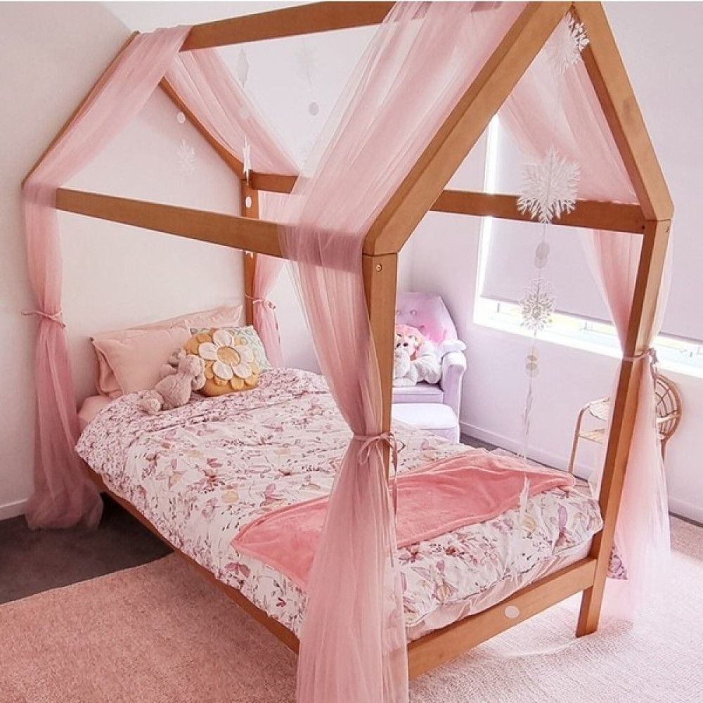 Miniden Toz Pembe Montessori Çift Perdeli Cibinlik - 420 cm Bebek Cibinlik Fiyatı