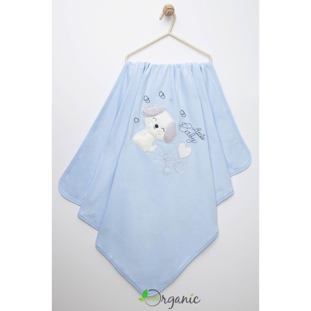Miniel Erkek Bebek Love Dog Nakışlı 90x80 Cm Çift Kat Pamuklu Penye Bebek Battaniyesi - MAVİ - 80 x 90 cm - Renkli Bebek Battaniyesi Fiyatı