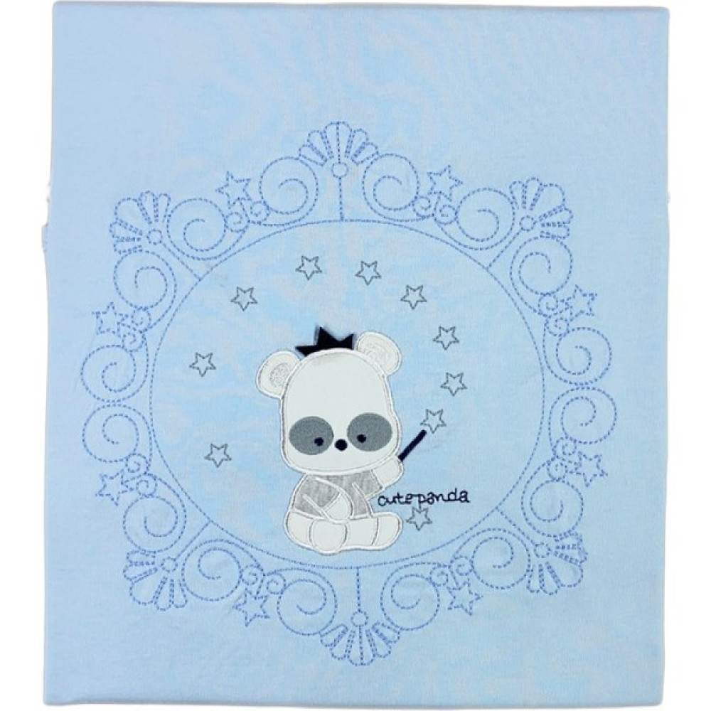 Miniel Erkek Bebek Panda Nakışlı 90x80 Cm Çift Kat Pamuklu Penye Bebek Battaniyesi - MAVİ Bebek Battaniyesi Fiyatı